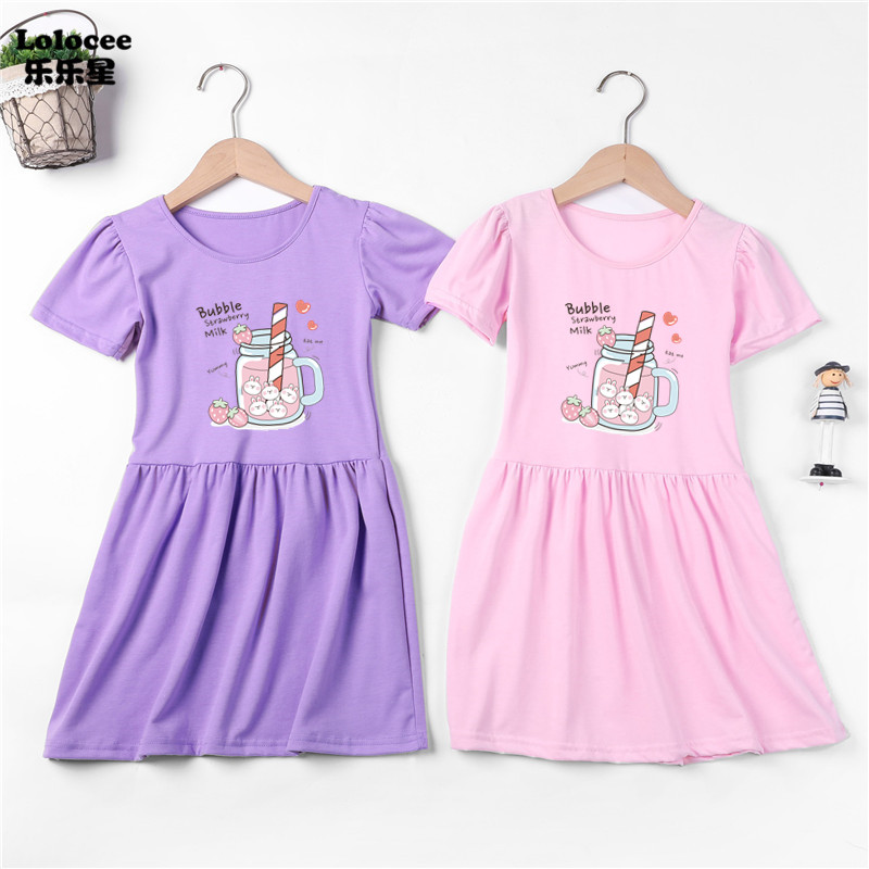 Summer Clothing Teen Girls - 3-14Y Teens Girls Strawberry Juice Dresses
