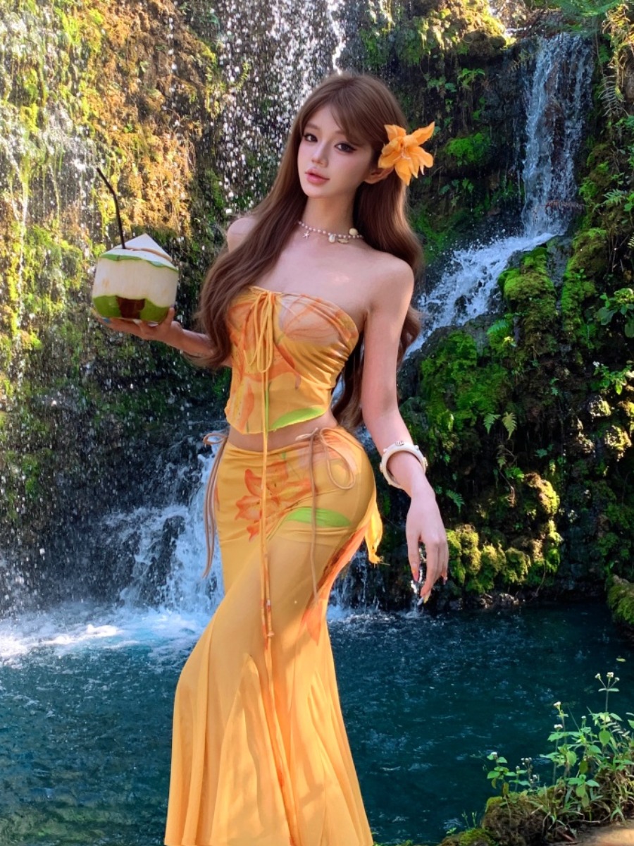 Soft Summer Yellow Clothing - Island Vacation Yellow Tie-Dye Tube Top