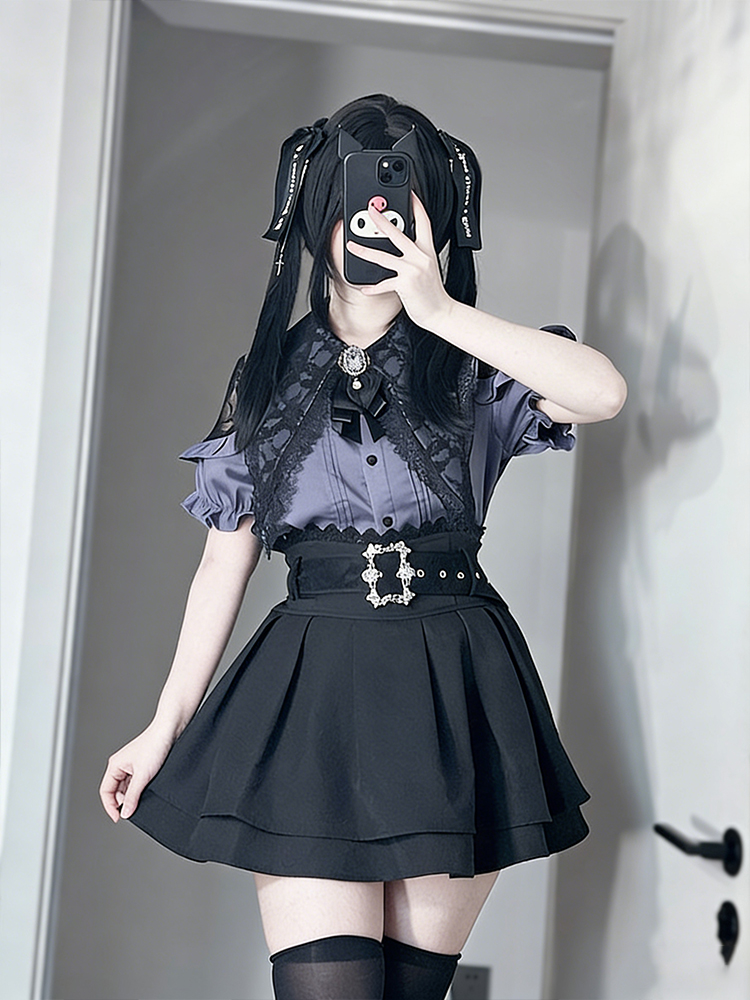 Summer Goth Clothing - Gothic Style Shoulder Bared Shirt And