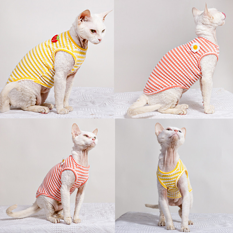 Soft Summer Yellow Clothing - Summer T-Shirt for Sphynx Cat Clothing