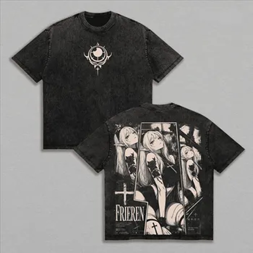 Vintage Summer Clothing Men - Fashion Y2k Frieren T-shirt Manga Printed