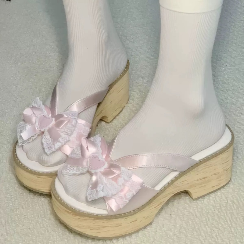 Summer Clothing Petite - Sweet Bow Wood Grain Thick Bottom