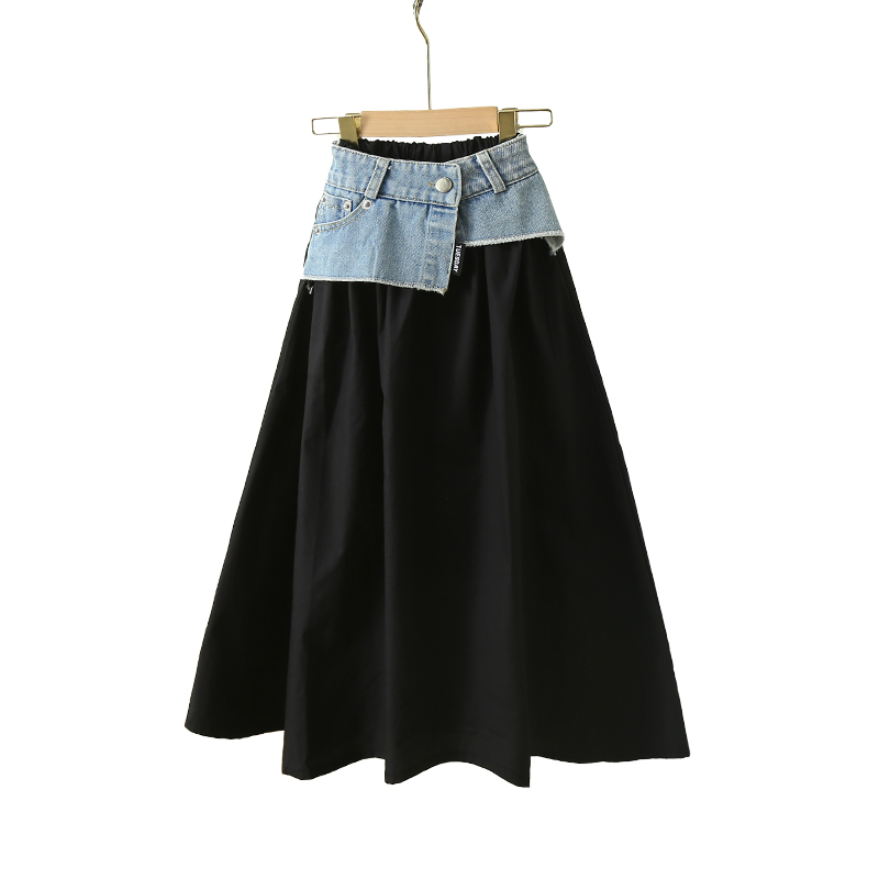 Summer Clothing Teen Girls - Korean Child Long Patchwork Denim Skirt