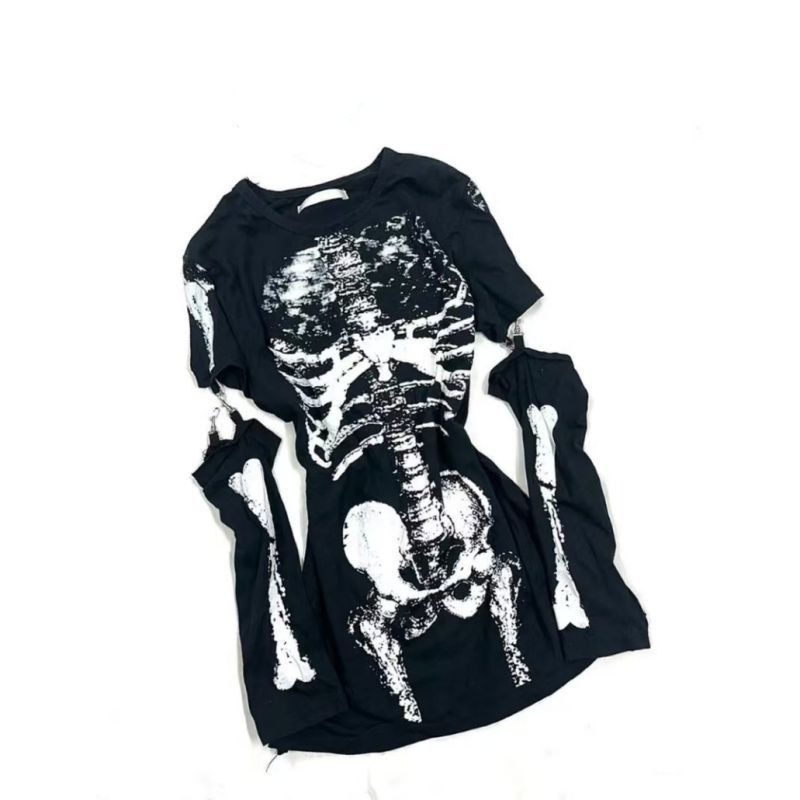 Gothic Skeleton Graphic T-Shir - огляд і ціна Summer Goth Clothing