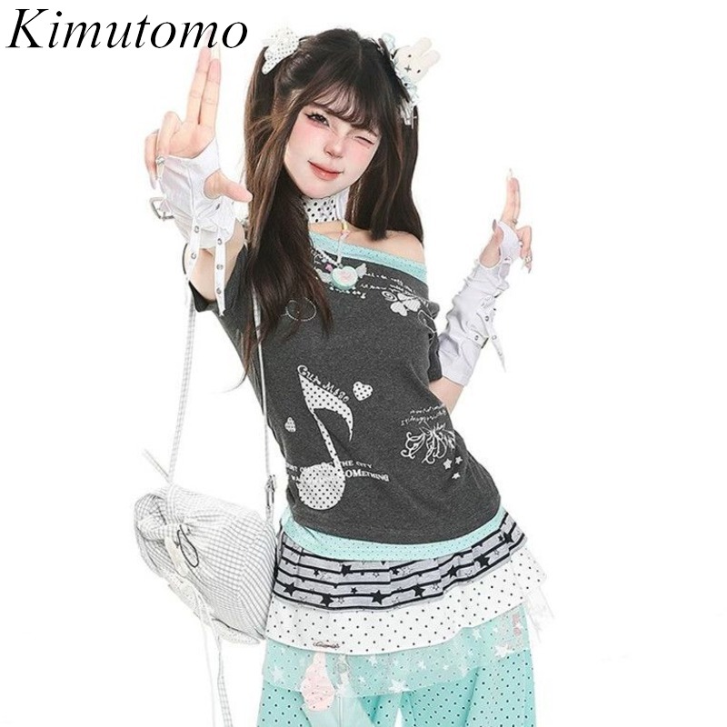 Kimutomo Women T Shirts Polka  - огляд і ціна Summer Grunge Clothing