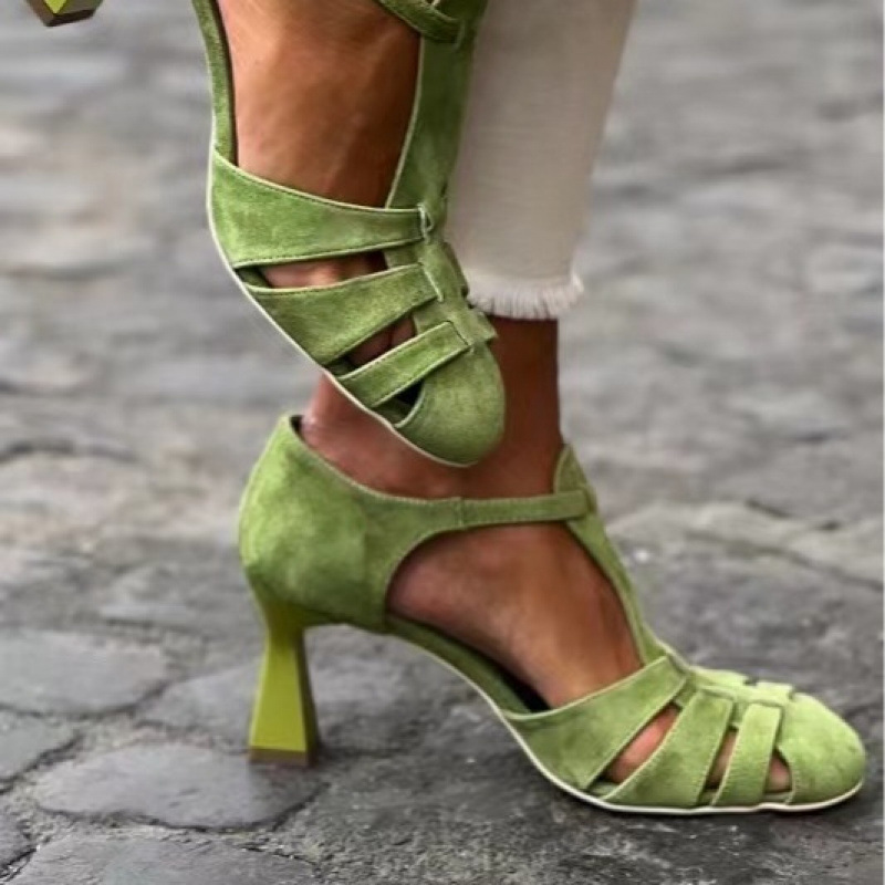 Women's Green Suede Kitten Hee - огляд і ціна Summer Clothing Office