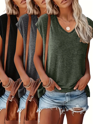 3-Pack of Solid Color V-Neck C - огляд і ціна Summer Clothing Drop
