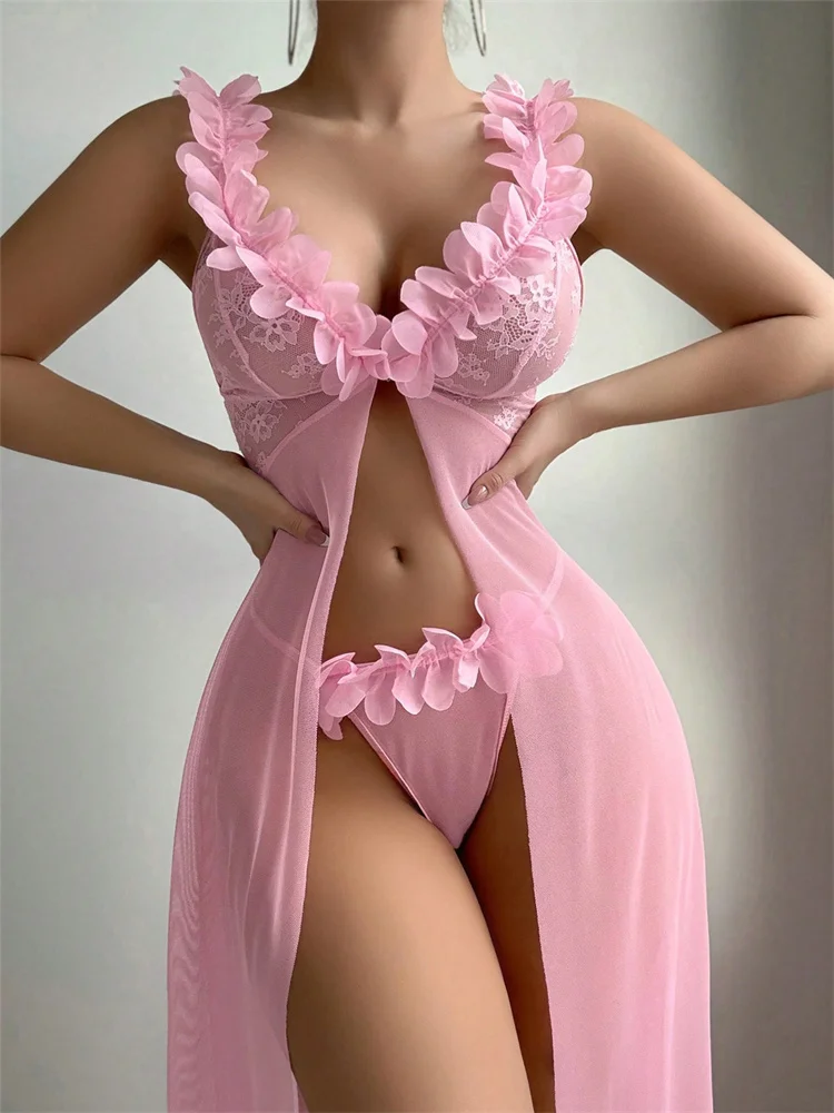 Pink Floral Lace See Through N - огляд і ціна Summer Clothing Petite