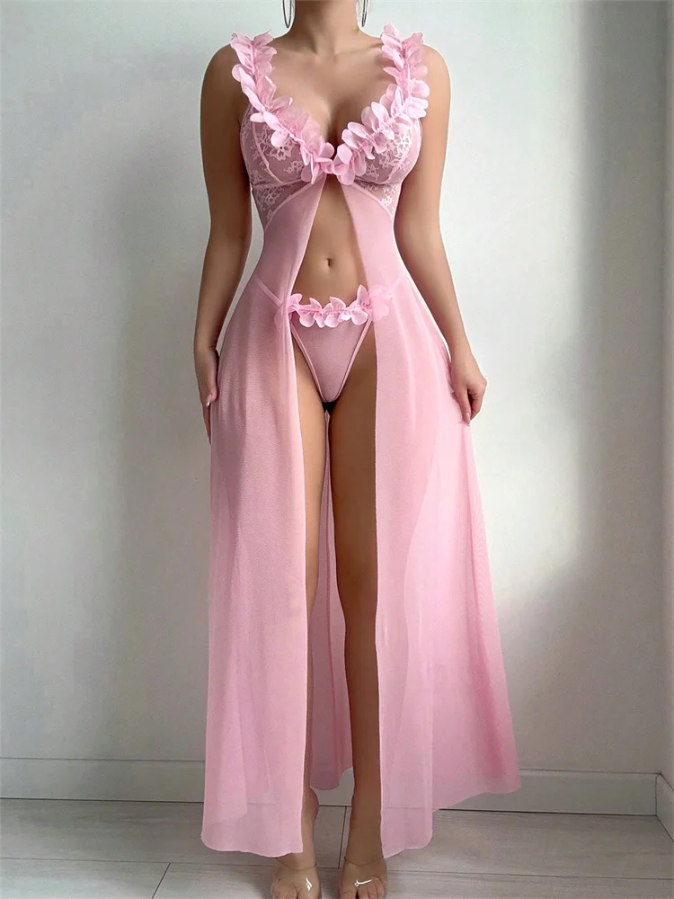 Pink Floral Lace See Through N - огляд і ціна Summer Clothing Petite