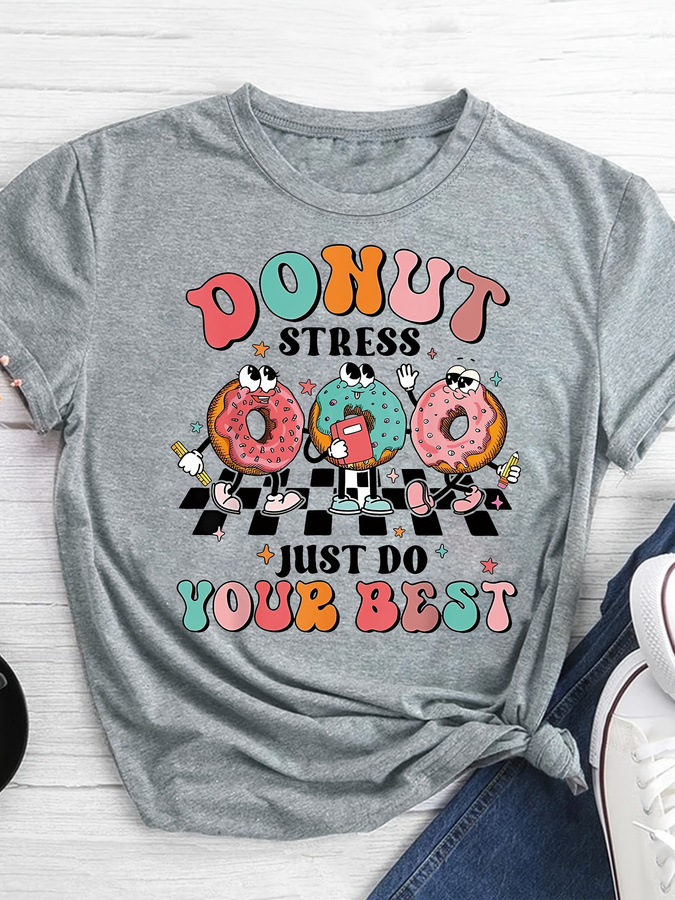 Cartoon Donut Print T-shirt, S - огляд і ціна Summer Clothing Trends 2026