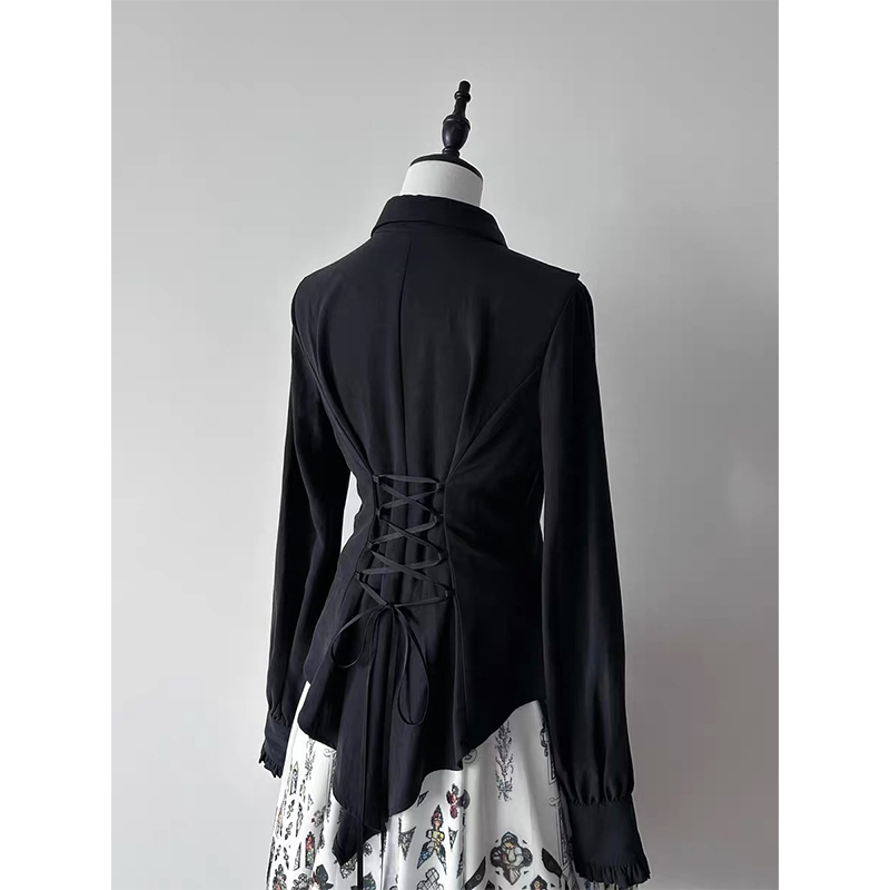 Gothic Ruffles Black Shirts Wo - огляд і ціна Summer Goth Clothing