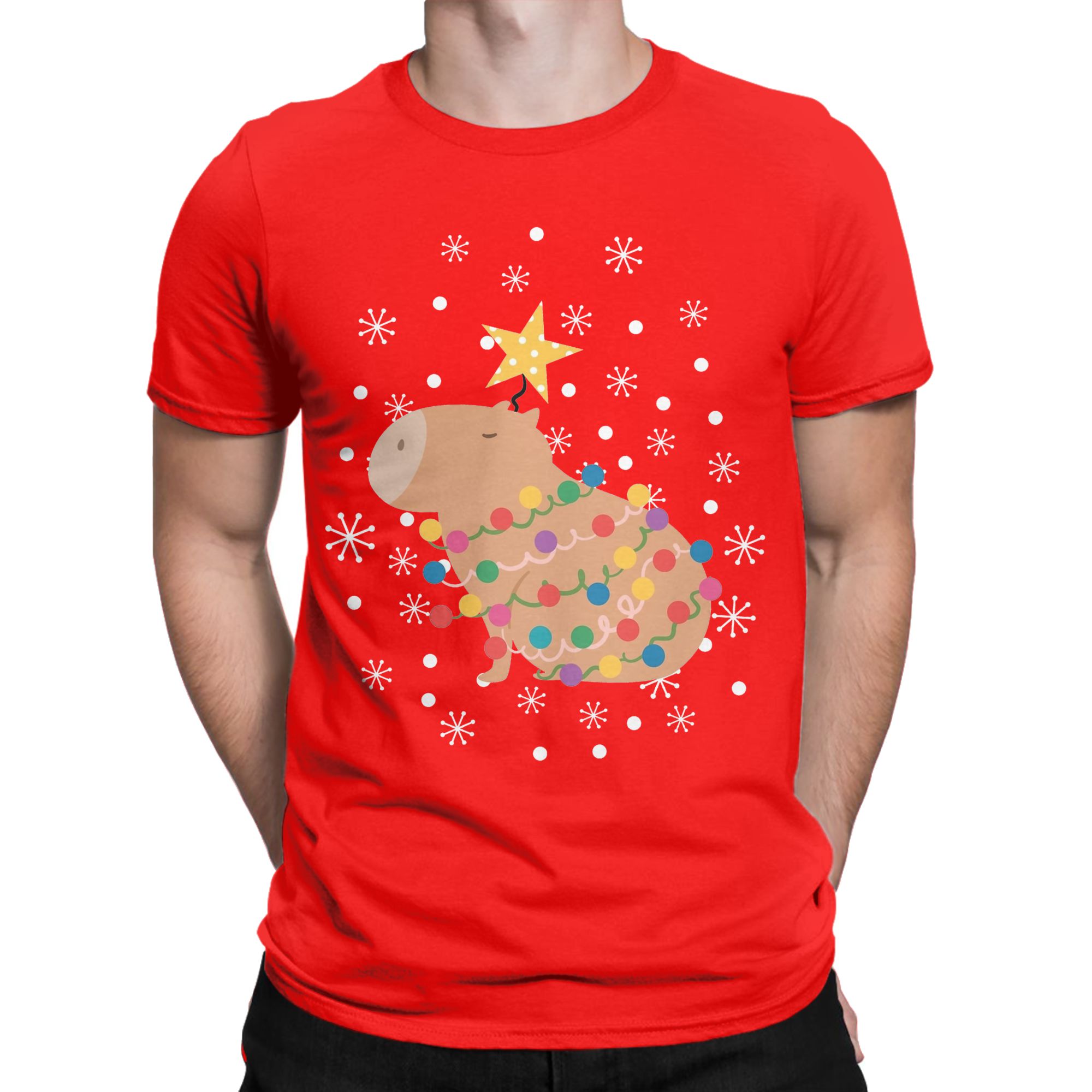 Capybara Christmas Tree  T Shi - огляд і ціна Summer Clothing Ideas Men