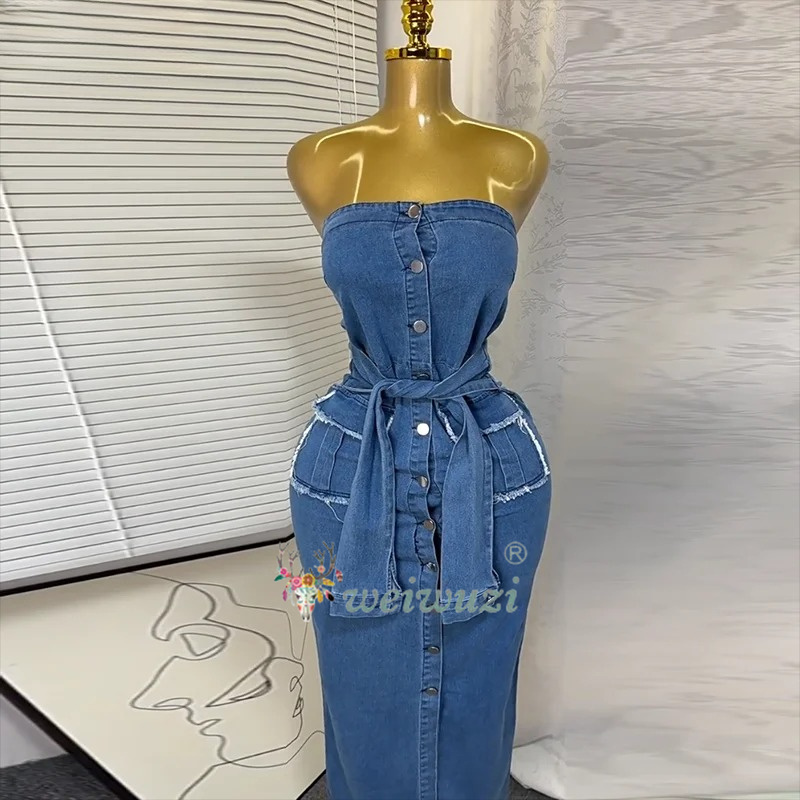 2026 Women Retro Strapless Den - огляд і ціна Summer Clothing Juniors