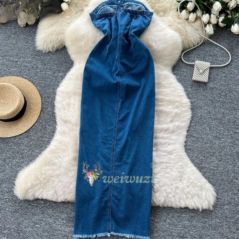 2026 Women Retro Strapless Den - огляд і ціна Summer Clothing Juniors