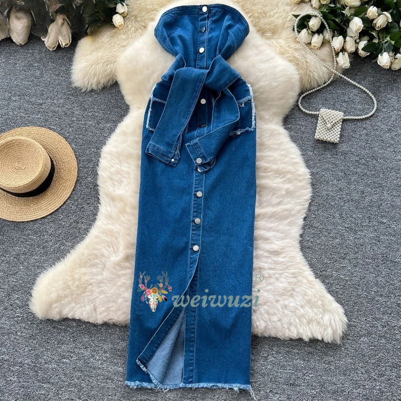 2026 Women Retro Strapless Den - огляд і ціна Summer Clothing Juniors