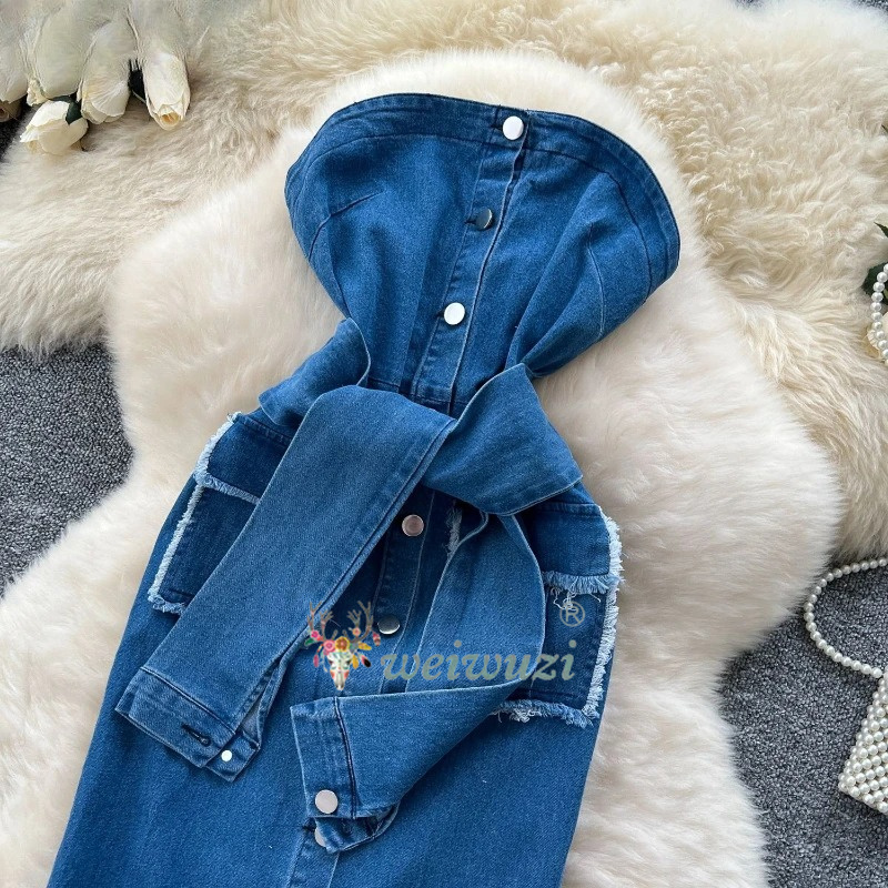2026 Women Retro Strapless Den - огляд і ціна Summer Clothing Juniors