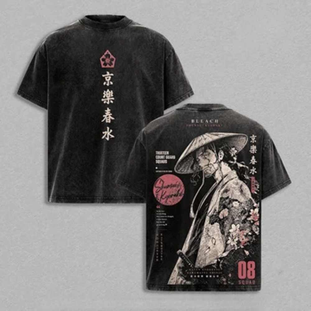 Kyoraku Shunsui Anime BLEACH T - огляд і ціна Vintage Summer Clothing Men