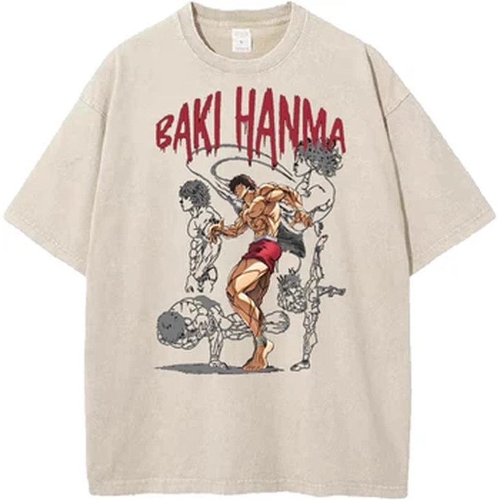 Manga Baki Print T-shirt Haraj - огляд і ціна Vintage Summer Clothing Men